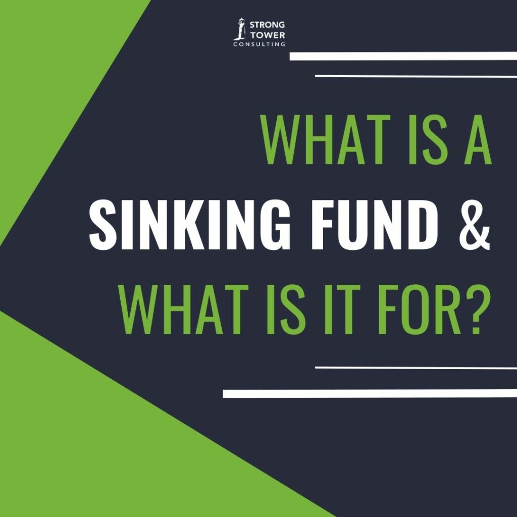 Green and blue background with text "What is a sinking fun & what is it for?"