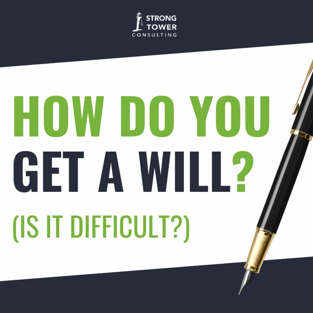 Reads "How Do You Get A Will? Is it Difficult?" with a pen in the foreground. 