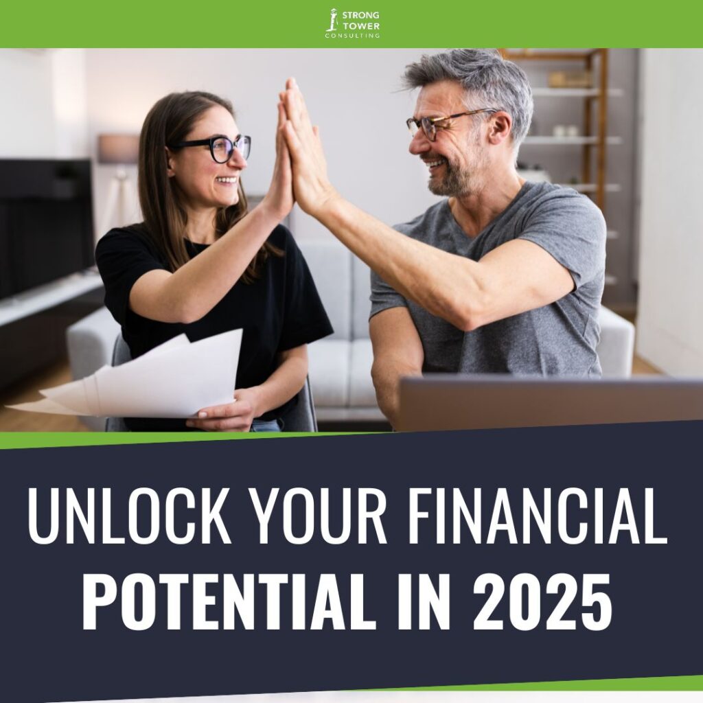 Couple high-fiving as they budget and plan their financial future