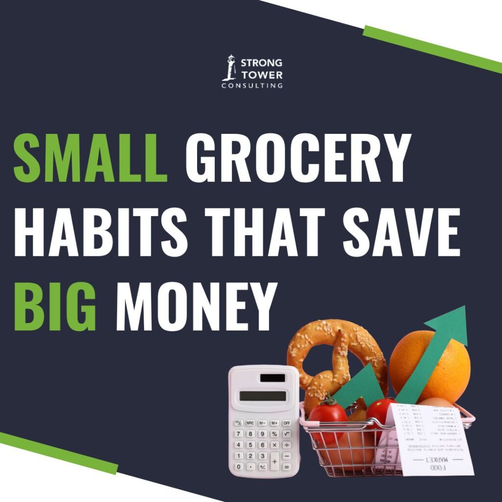 Grocery basket with calculator and reciept